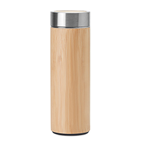 Double wall natural bamboo flask
