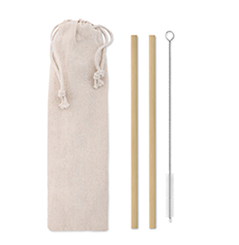 Bamboo Straw with brush in pouch