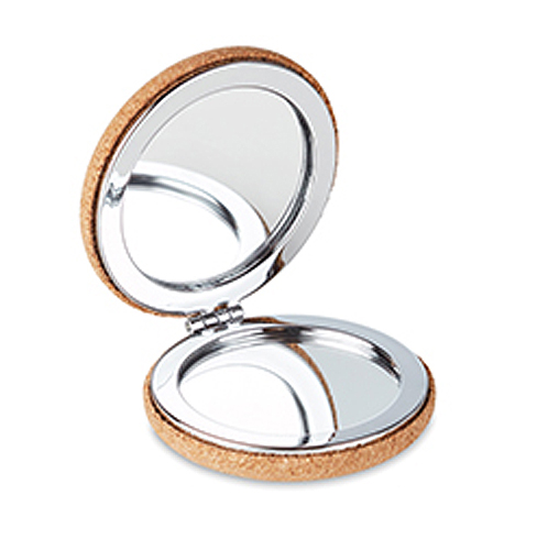 Pocket mirror with cork cover